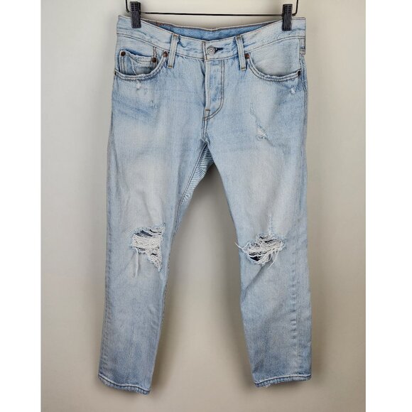 Levi's 501 CT Customized & Tapered Boyfriend Jeans Distressed Light Wash sz 26 - Picture 1 of 14